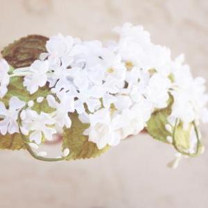 White Bridal Flower Crown, Wedding Hair..