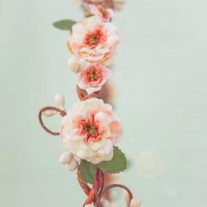 Peach Blossom Flower Crown, Bridesmaid Headpiece,..