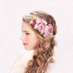 pink floral crown, bridal flower ha..