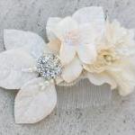 Bridal Comb With Velvet Flowers And Rhinestone