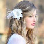 Bridal Hair Flower Fascinator, White Bridal Hair..