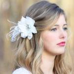 Bridal Hair Flower Fascinator, White Bridal Hair..