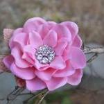 Bridal Hair Flower Clip In Petal Pink Gardenia..