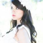 white bridal flower hair crown, woo..