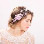 wedding accessories, bridal flower crown, wedding headpiece, head wreath in purple, hair accessories, bridal, flower girl