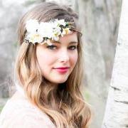 wedding hair accessories, white bridal hairpiece, wedding headband, flower hair accessory