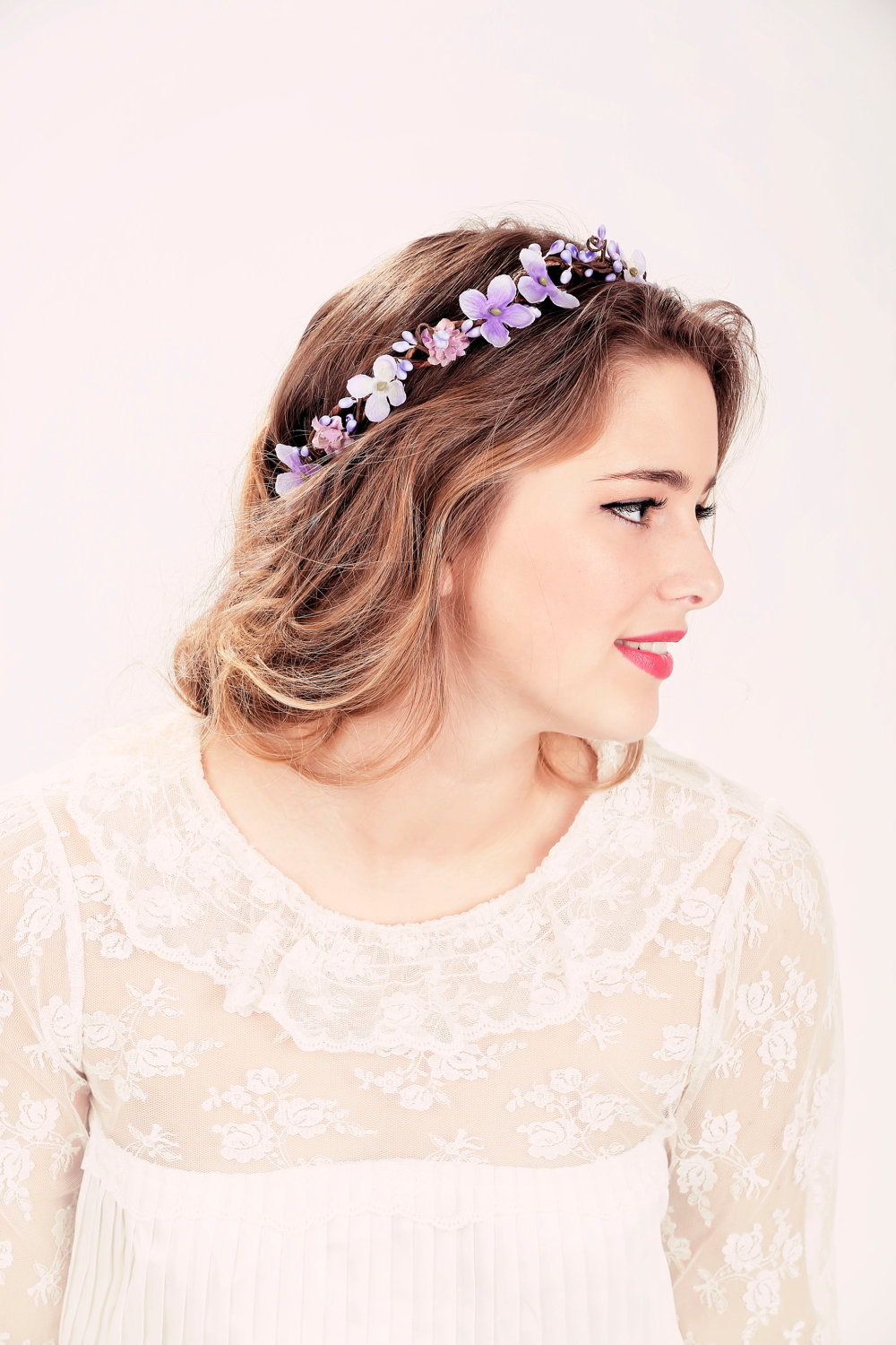 Bridal Flower Crown Purple Flower Woodland Wedding Wedding Hair