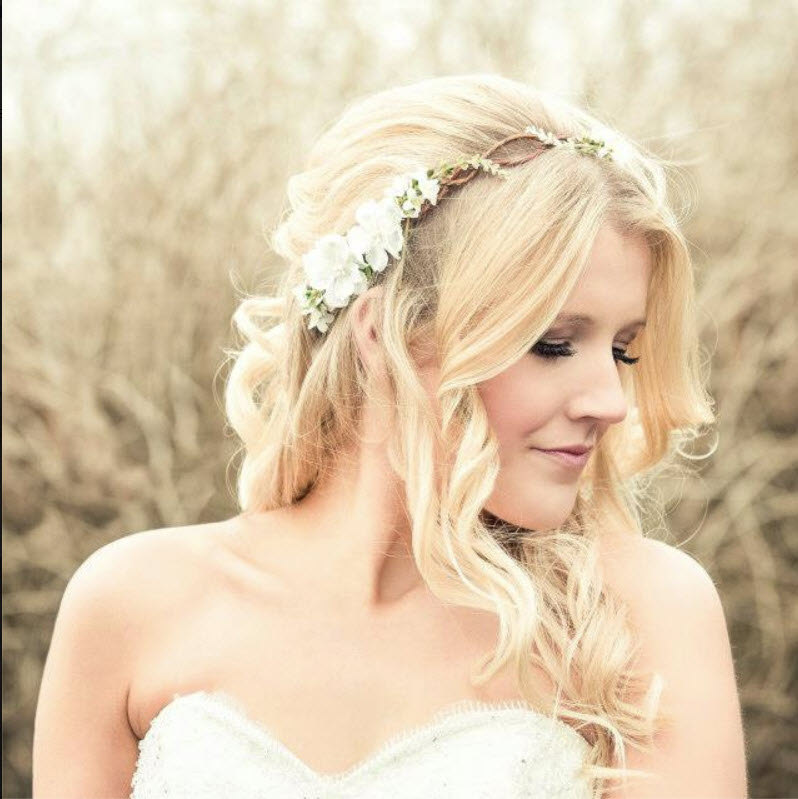 white flower crown wedding