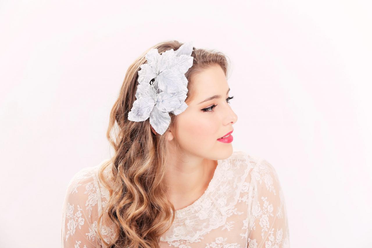 Bridal headband, bridal headpiece, wedding hair accessories, wedding headband, blue flower hair crown