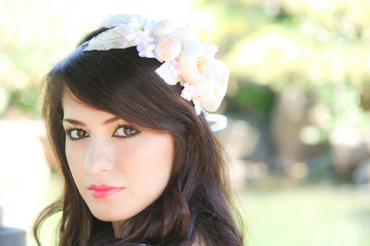 Ivory Bridal Flower Hair Crown, Woodland Wedding, Ivory Flower, Milinery Flowerwedding Hair Accessories