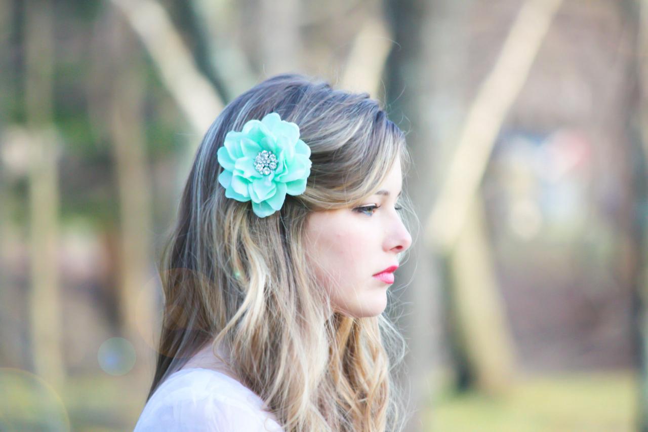 Seafoam Flower Hair Clip, Mint Green Hair Clip, Something Blue Wedding,  Bridesmaid Hair Clip on Luulla