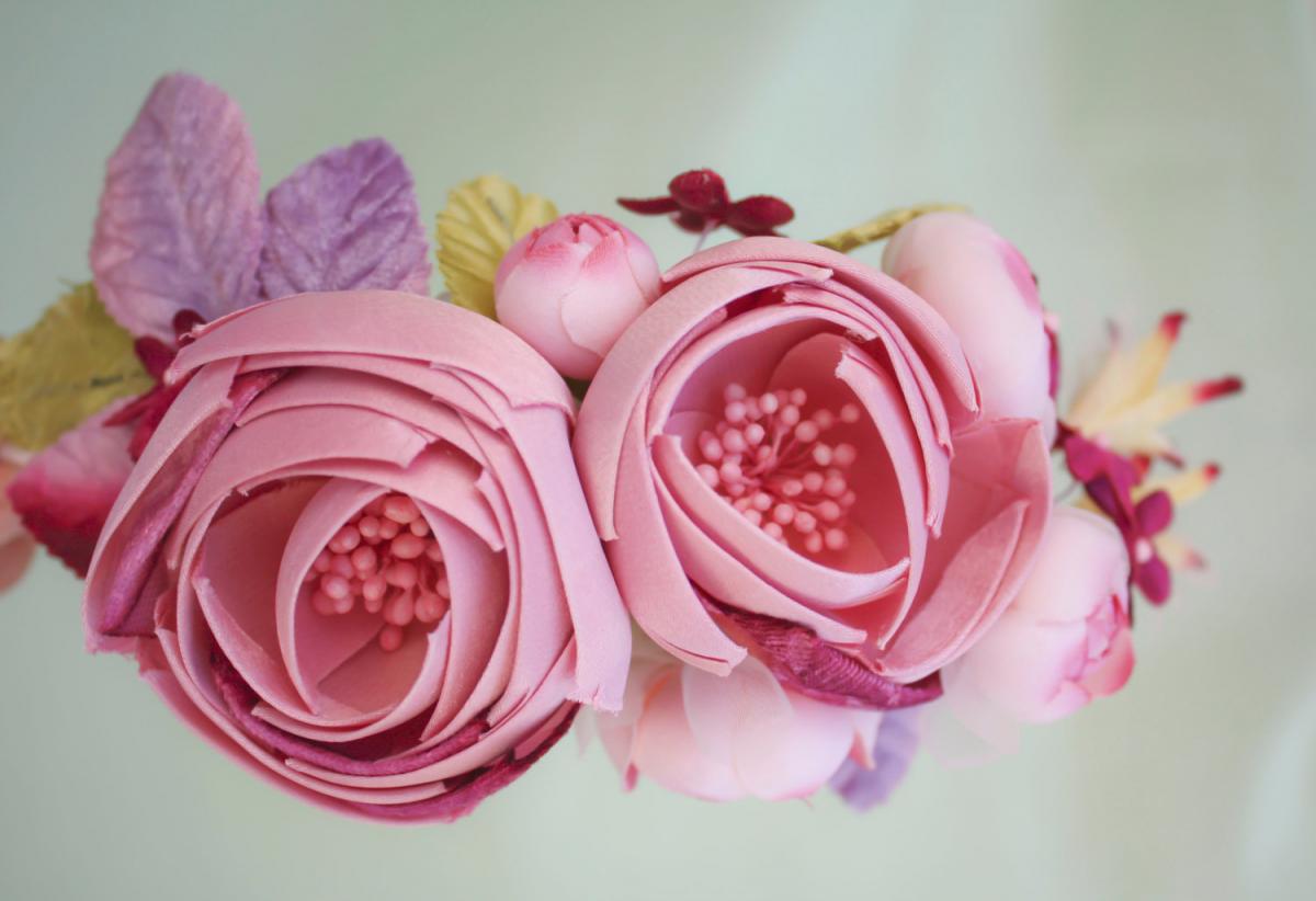 pink floral crown, bridal flower hair crown, woodland wedding, pink flower, milinery flowerwedding hair accessories