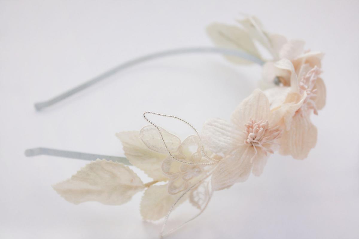 Bridal Headband With Velvet Flowers, Milinery Flower Headband