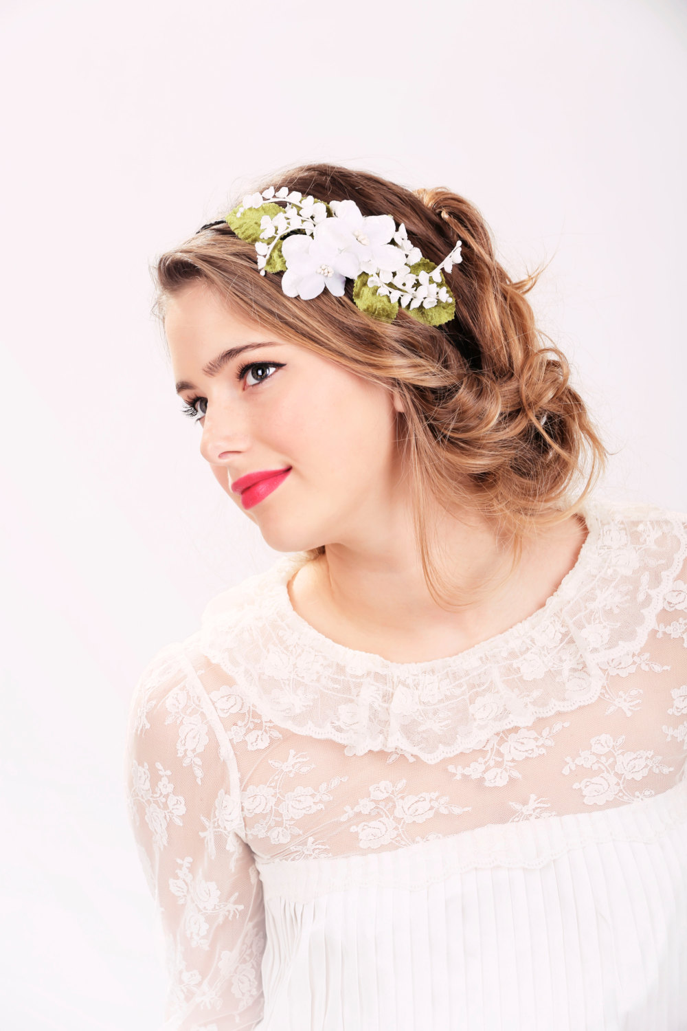 white flower headband