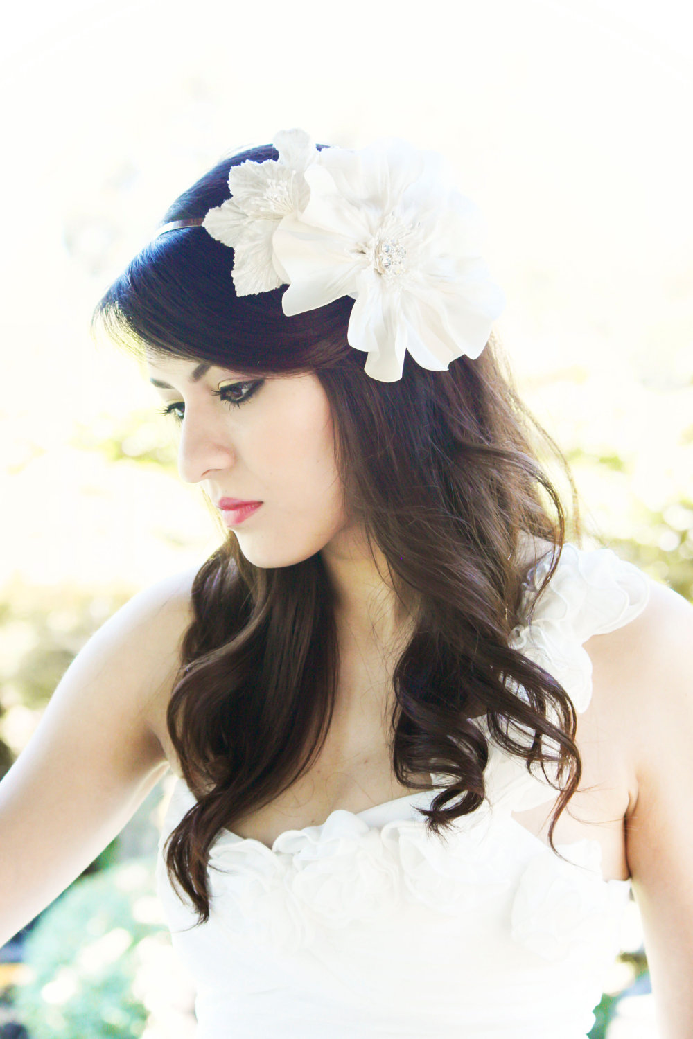 Ivory Bridal Headpiece, Bridal Fascinator, Bridal Hair Piece, Bridal Hair Flower, Pink Silk Poppy, Floral Fascinator