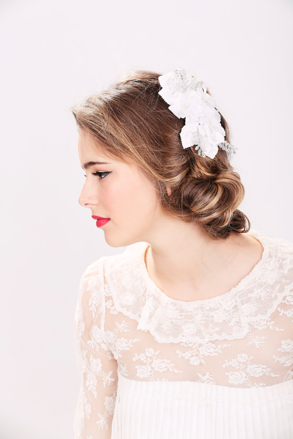 Crystal Spray Hair Clip Bridal Flower Clip, Wedding Hair Accessories, Wedding Flower Clip Silk Flower Hair Clip