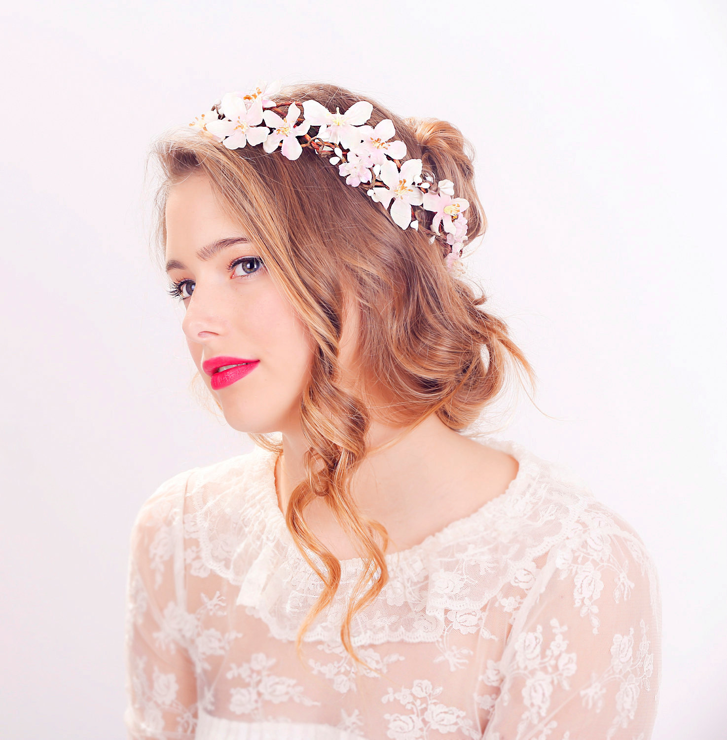 Cherry Blossom Flower Crown Wedding Headpiece Flower Crown Bridal Headband Wedding Headband Bri On Luulla