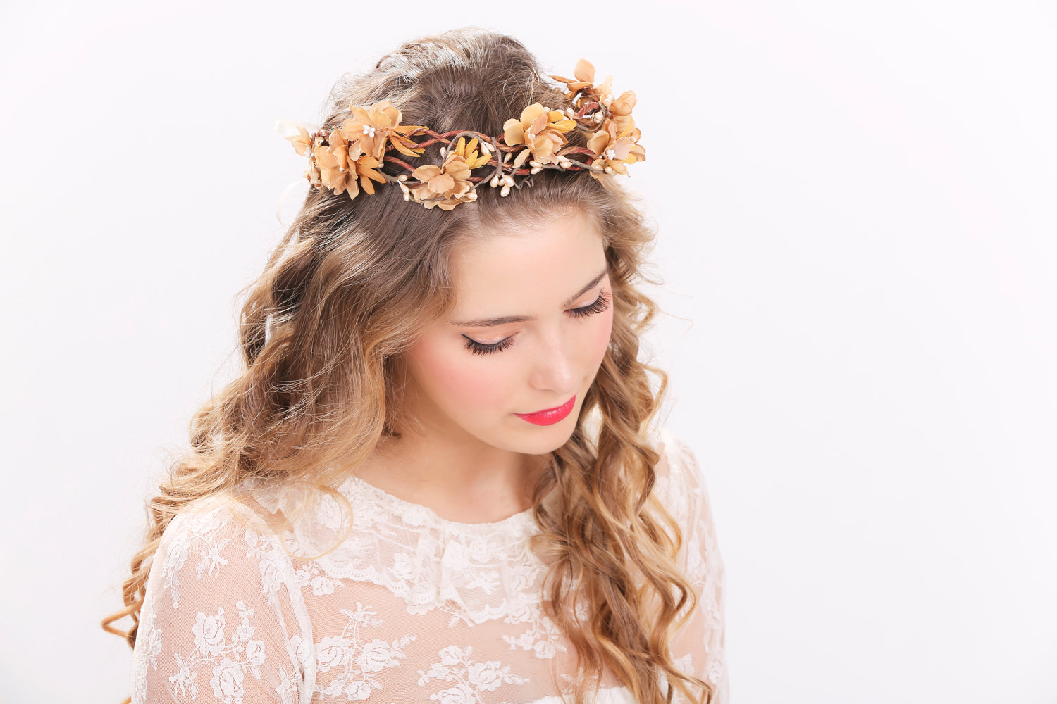 Rustic Flower Crown Bridal Headband, Flower Crown, Headpiece, Wedding